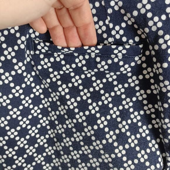 CROWN & IVY Petite Womens Navy Blue White 8P Polka Dot Ankle Dress Pants Stretch - Picture 8 of 11